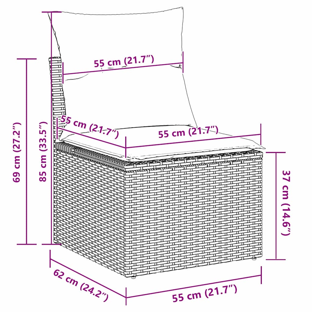 Garten-Sofa-Set mit Speicher 6 pcs Grau Poly Rattan